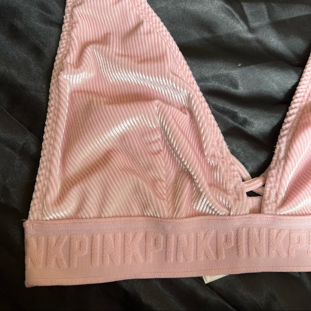 Vs “pink” light pink crushed velvet bralette